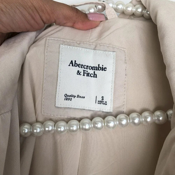 Abercrombie & Fitch Beige Asymmetrical Moto Biker Style Jacket Size Small - Picture 12 of 15